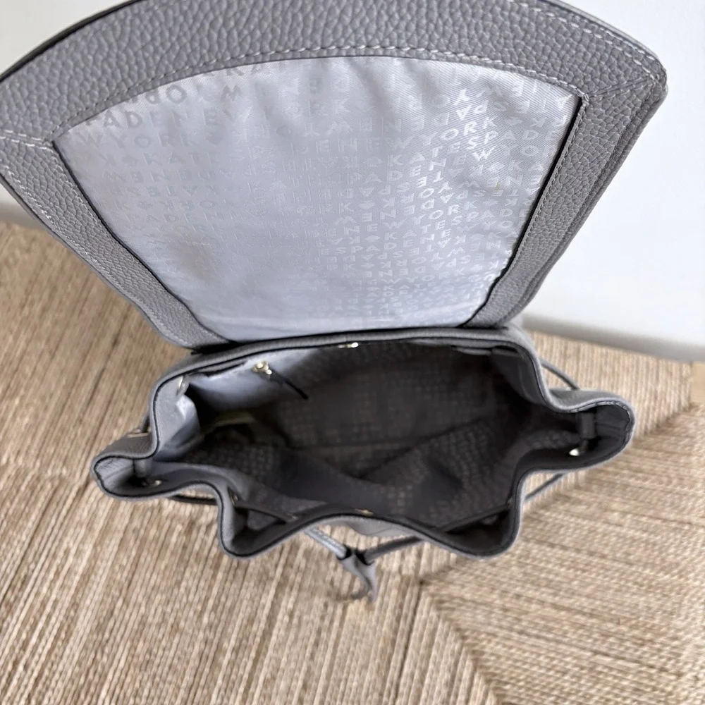 KATE SPADE Mulberry Street Small Breezy Gray Pebbled Leather Backpack WKRU3939‎